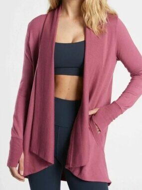 Athleta Pranayama Restore Wrap Cardigan Pink Rose XSP Extra Small Petite